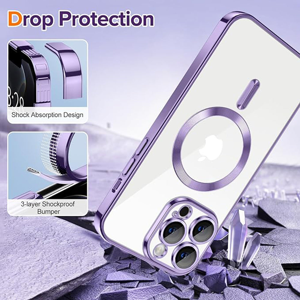 Husa de protectie Techsuit Luxury Crystal MagSafecompatibila cu Apple iPhone 12 Pro, acoperire spate, mov deschis