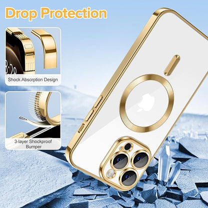 Husa de protectie Techsuit Luxury Crystal MagSafecompatibila cu Apple iPhone 12 Pro, acoperire spate, rose gold