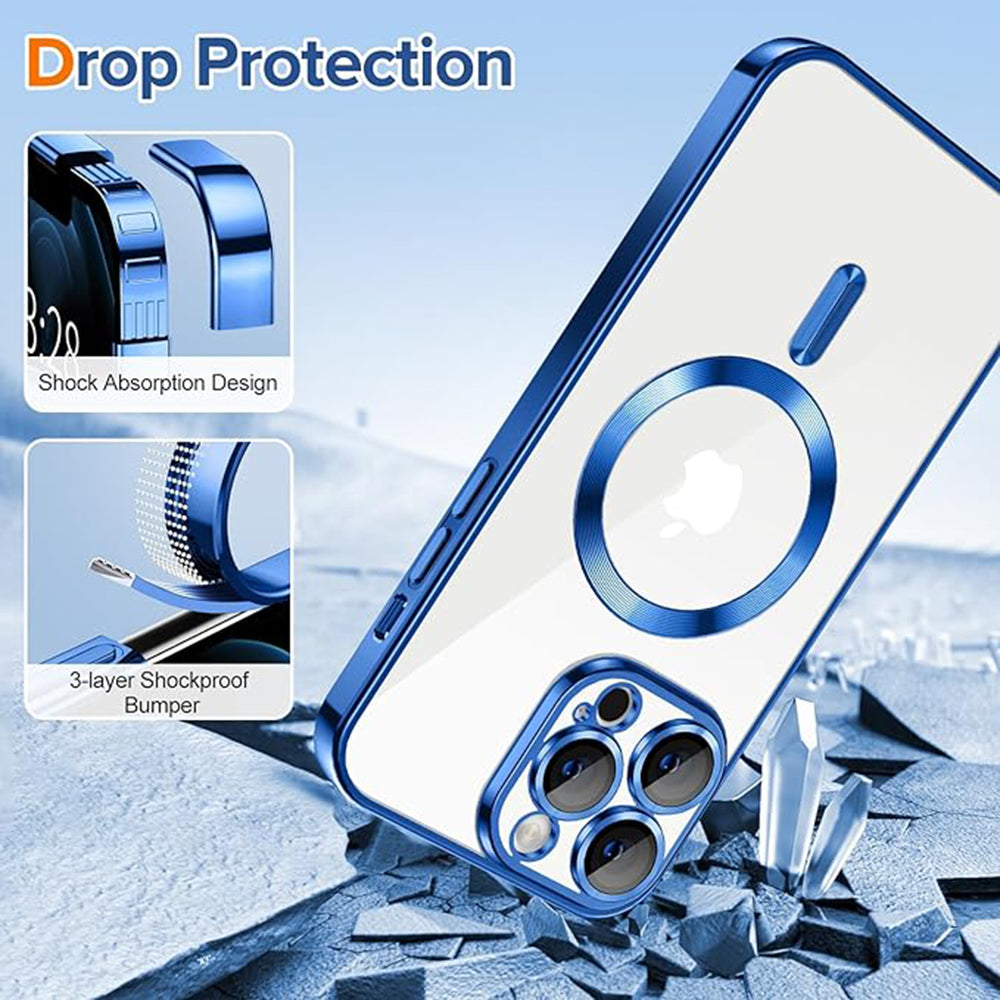 Husa de protectie Techsuit Luxury Crystal MagSafecompatibila cu Apple iPhone 12 Pro, acoperire spate, albastru inchis