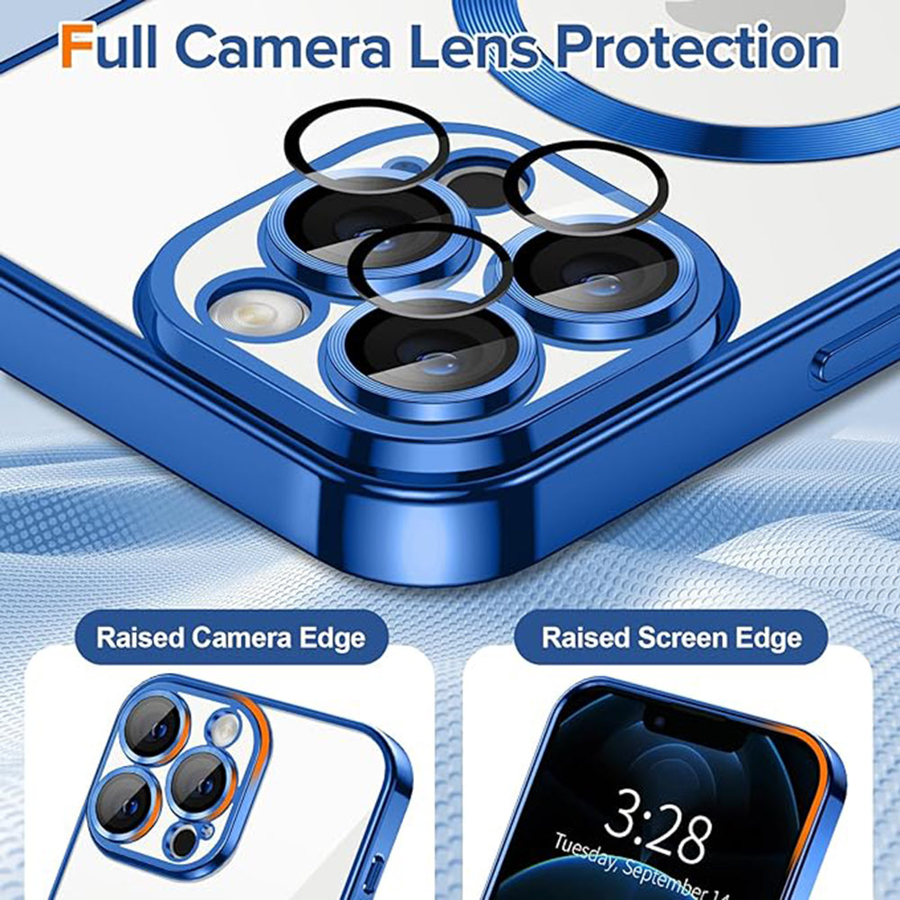 Husa de protectie Techsuit Luxury Crystal MagSafecompatibila cu Apple iPhone 12 Pro, acoperire spate, albastru inchis