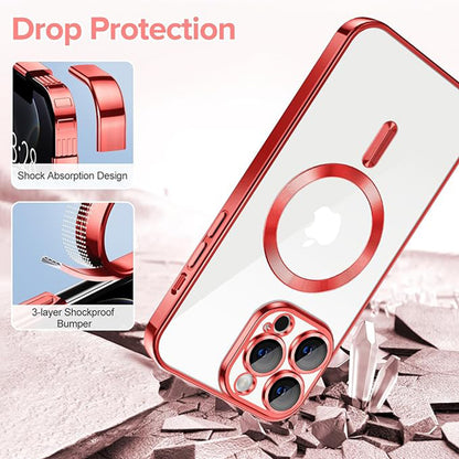 Husa de protectie Techsuit Luxury Crystal MagSafecompatibila cu Apple iPhone 12 Pro, acoperire spate, rosu