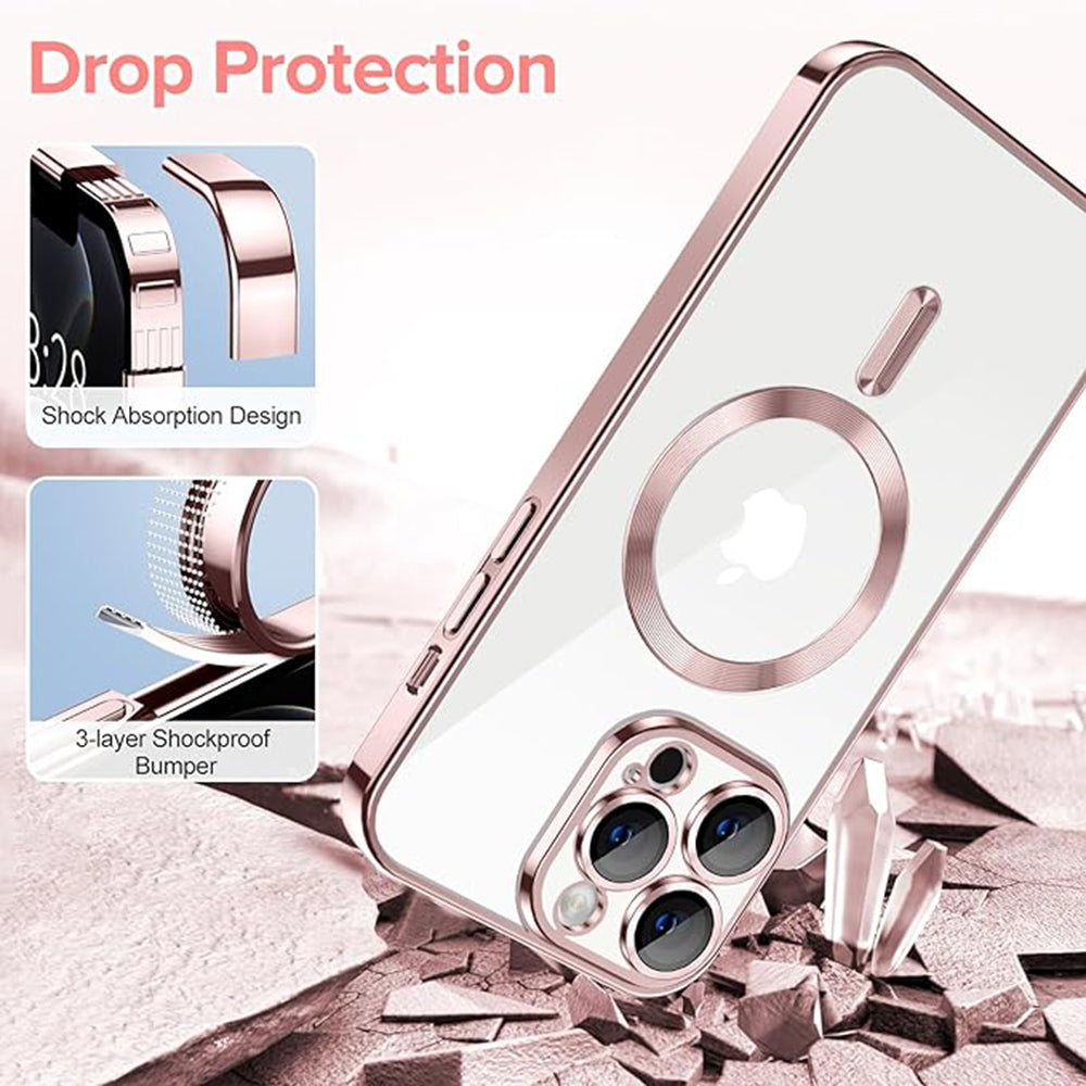 Husa de protectie Techsuit Luxury Crystal MagSafecompatibila cu Apple iPhone 12 Pro, acoperire spate, roz