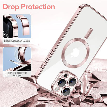 Husa de protectie Techsuit Luxury Crystal MagSafecompatibila cu Apple iPhone 12 Pro, acoperire spate, roz