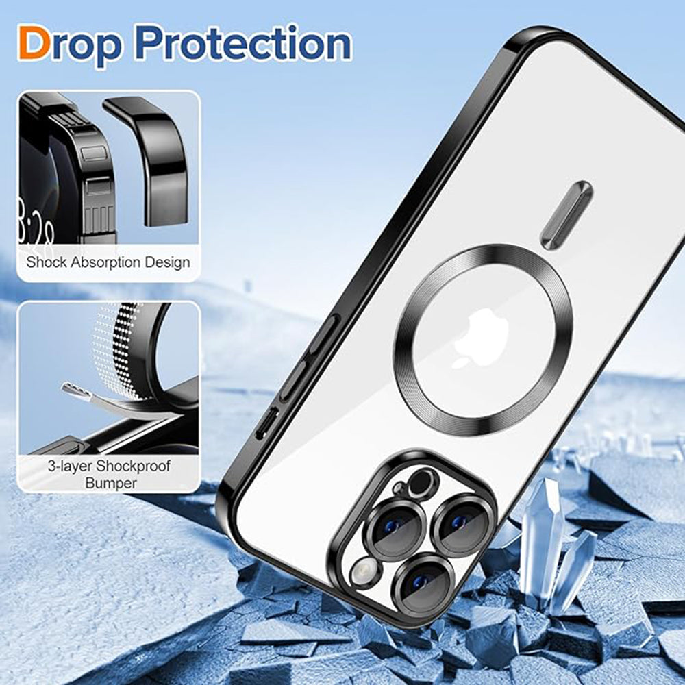Husa de protectie Techsuit Luxury Crystal MagSafecompatibila cu Apple iPhone 12 Pro, acoperire spate, negru
