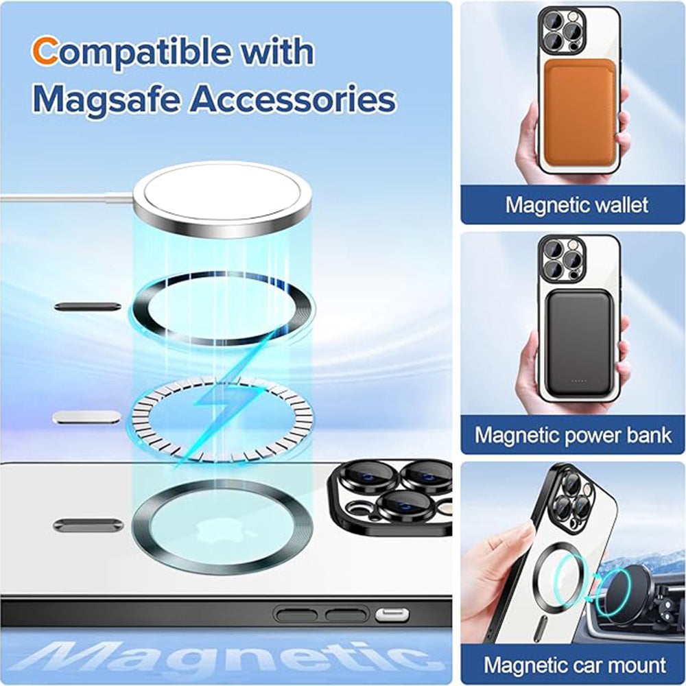 Husa de protectie Techsuit Luxury Crystal MagSafecompatibila cu Apple iPhone 12 Pro, acoperire spate, negru
