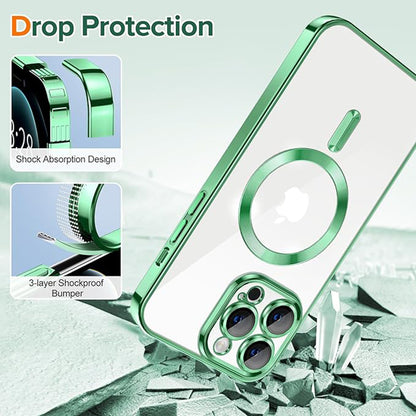 Husa de protectie Techsuit Luxury Crystal MagSafecompatibila cu Apple iPhone 12 Pro Max, acoperire spate, verde kaki