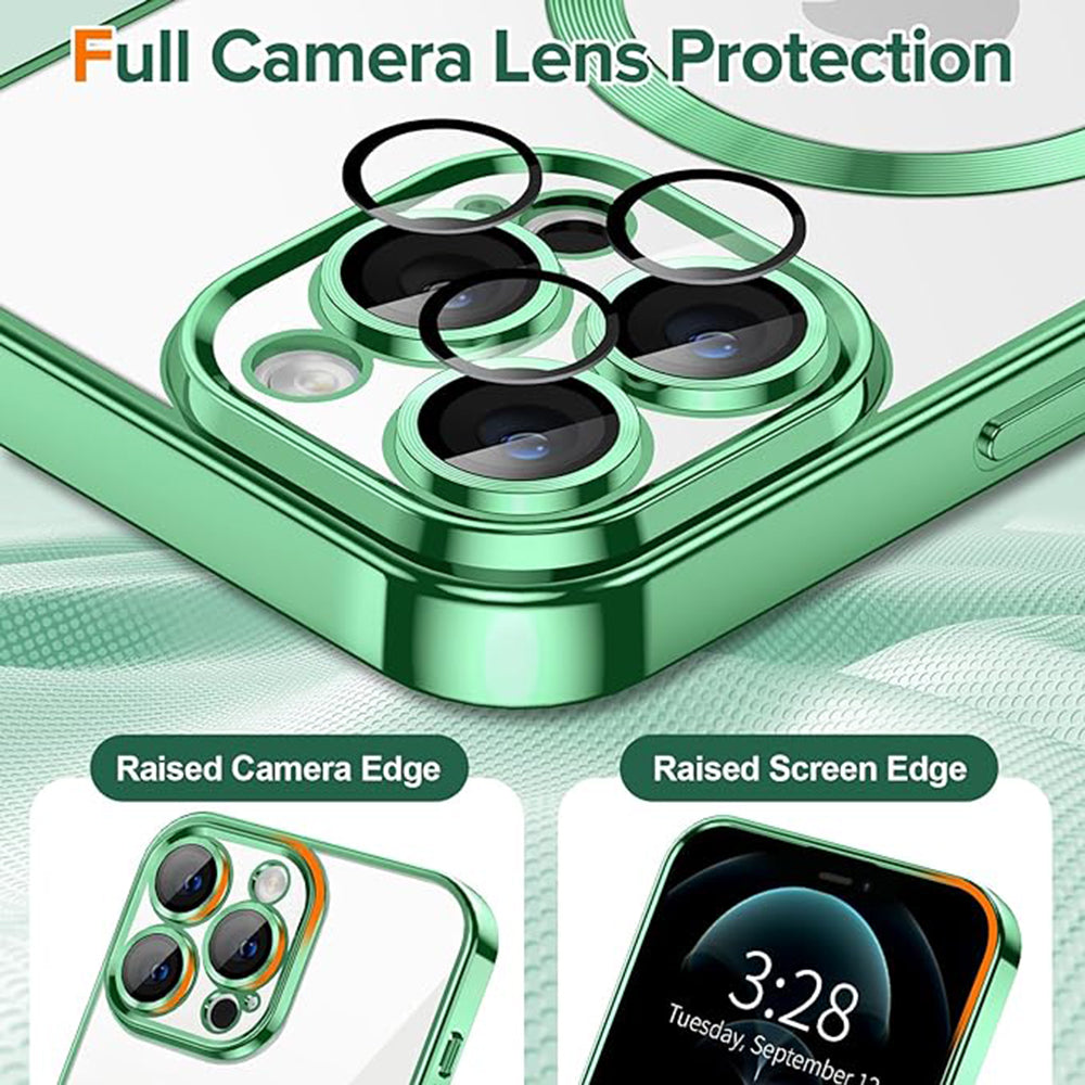 Husa de protectie Techsuit Luxury Crystal MagSafecompatibila cu Apple iPhone 12 Pro Max, acoperire spate, verde kaki
