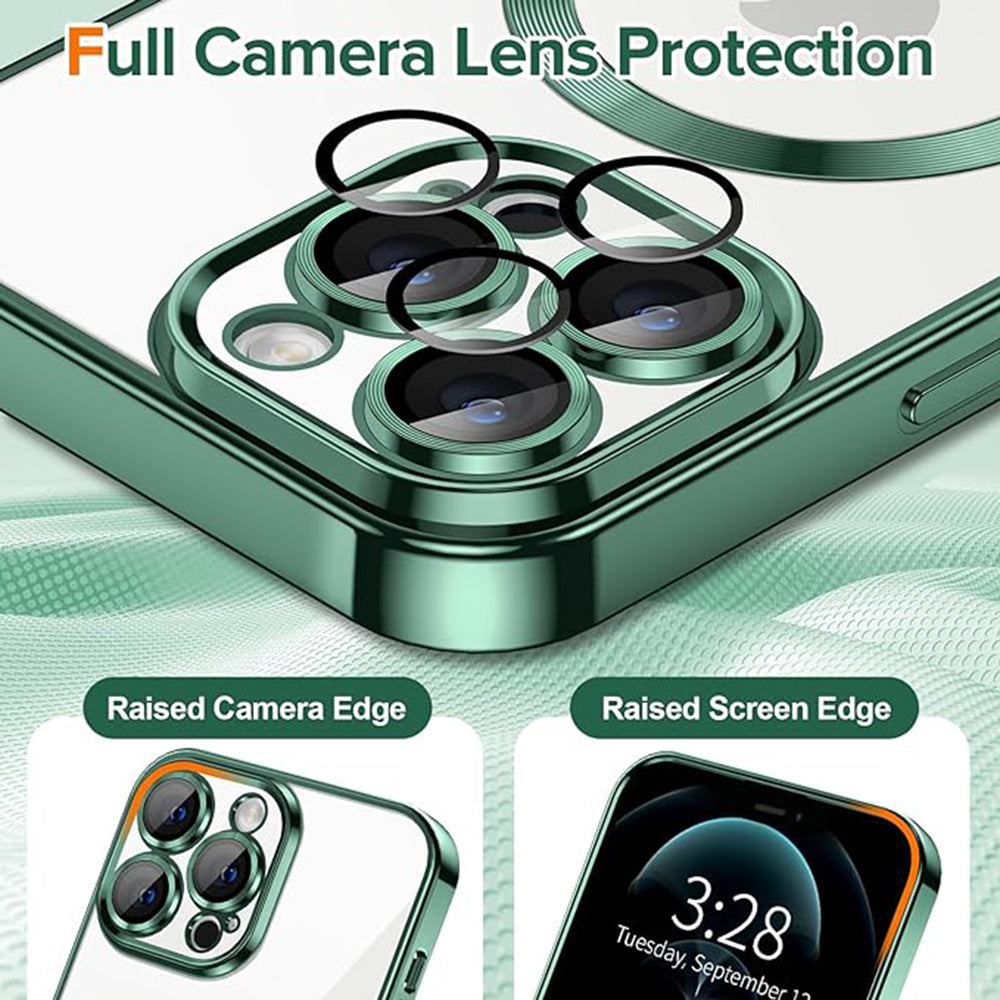 Husa de protectie Techsuit Luxury Crystal MagSafecompatibila cu Apple iPhone 12 Pro Max, acoperire spate, verde forest