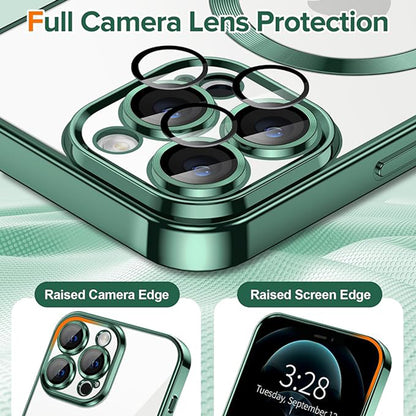 Husa de protectie Techsuit Luxury Crystal MagSafecompatibila cu Apple iPhone 12 Pro Max, acoperire spate, verde forest