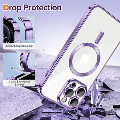 Husa de protectie Techsuit Luxury Crystal MagSafecompatibila cu Apple iPhone 12 Pro Max, acoperire spate, mov deschis