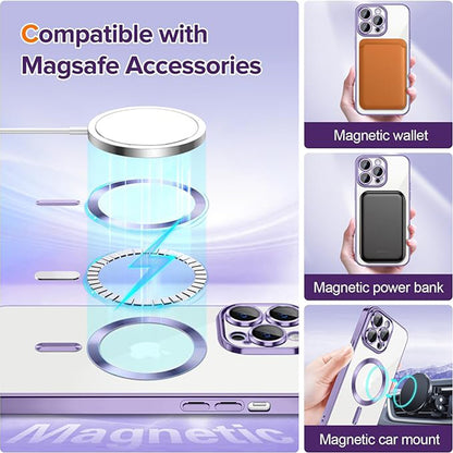 Husa de protectie Techsuit Luxury Crystal MagSafecompatibila cu Apple iPhone 12 Pro Max, acoperire spate, mov deschis