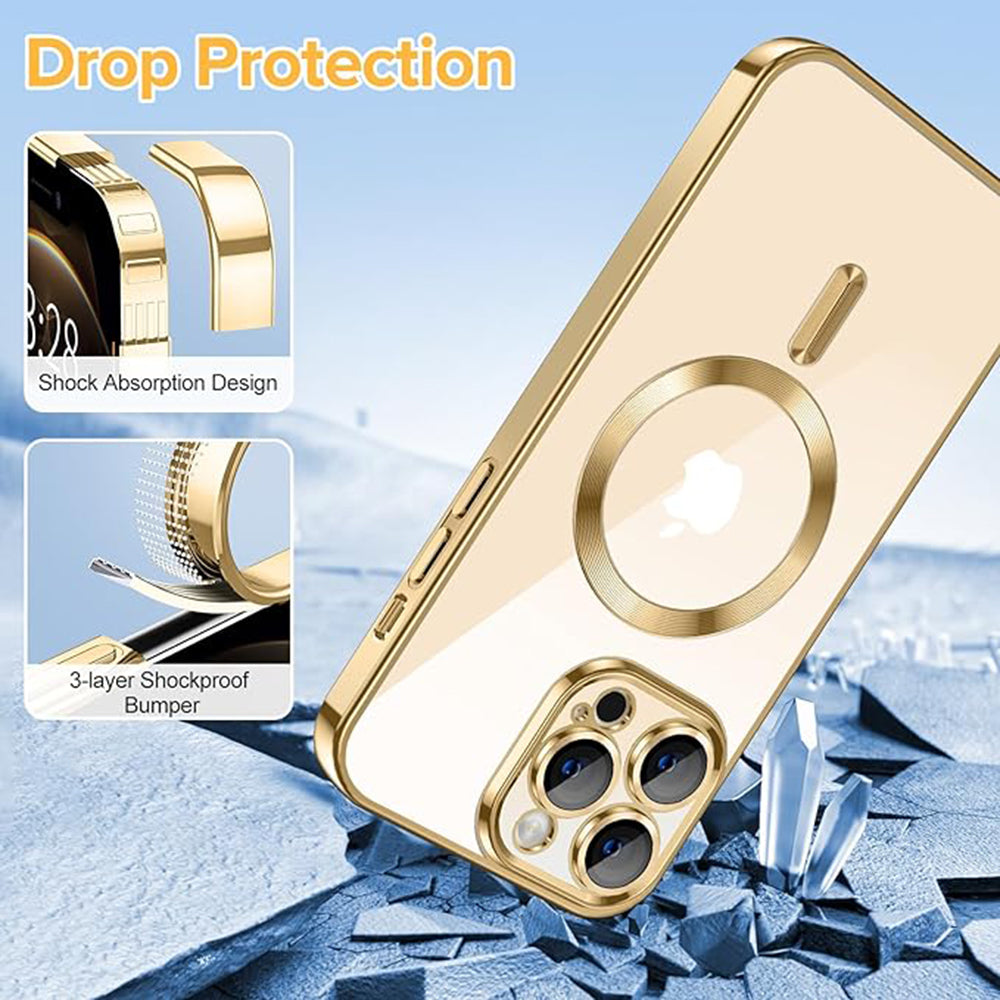Husa de protectie Techsuit Luxury Crystal MagSafecompatibila cu Apple iPhone 12 Pro Max, acoperire spate, rose gold