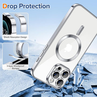 Husa de protectie Techsuit Luxury Crystal MagSafecompatibila cu Apple iPhone 12 Pro Max, acoperire spate, argintiu