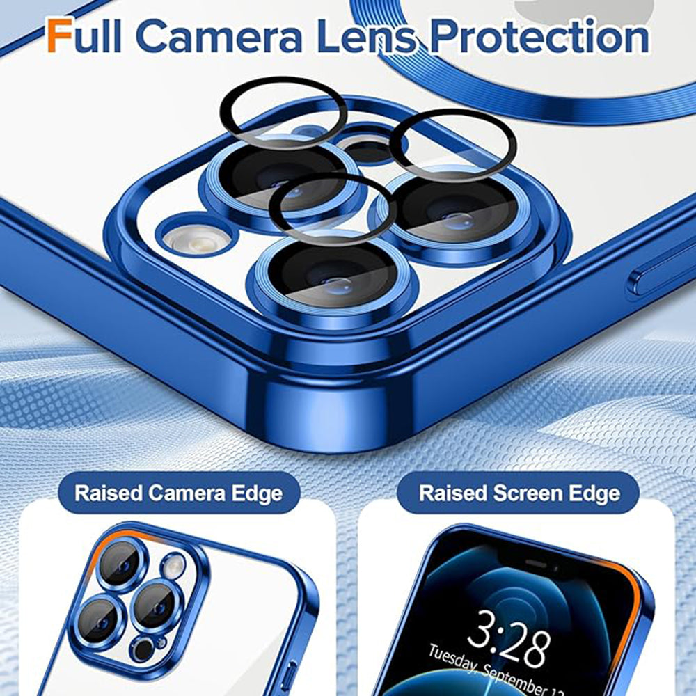 Husa de protectie Techsuit Luxury Crystal MagSafecompatibila cu Apple iPhone 12 Pro Max, acoperire spate, albastru inchis