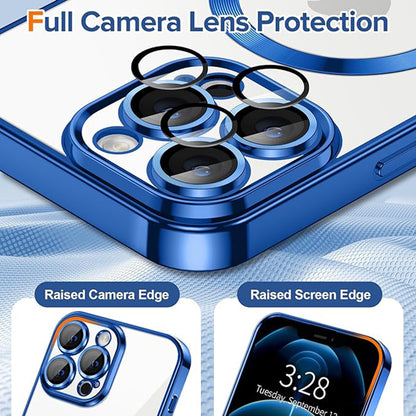 Husa de protectie Techsuit Luxury Crystal MagSafecompatibila cu Apple iPhone 12 Pro Max, acoperire spate, albastru inchis