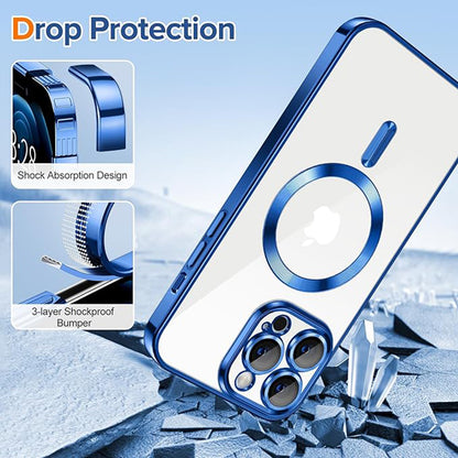 Husa de protectie Techsuit Luxury Crystal MagSafecompatibila cu Apple iPhone 12 Pro Max, acoperire spate, albastru inchis