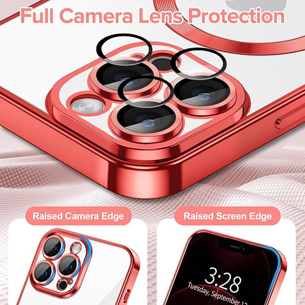 Husa de protectie Techsuit Luxury Crystal MagSafecompatibila cu Apple iPhone 12 Pro Max, acoperire spate, rosu