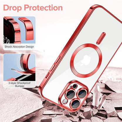 Husa de protectie Techsuit Luxury Crystal MagSafecompatibila cu Apple iPhone 12 Pro Max, acoperire spate, rosu