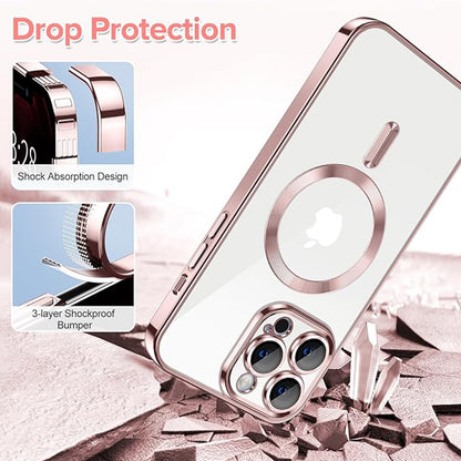 Husa de protectie Techsuit Luxury Crystal MagSafecompatibila cu Apple iPhone 12 Pro Max, acoperire spate, roz