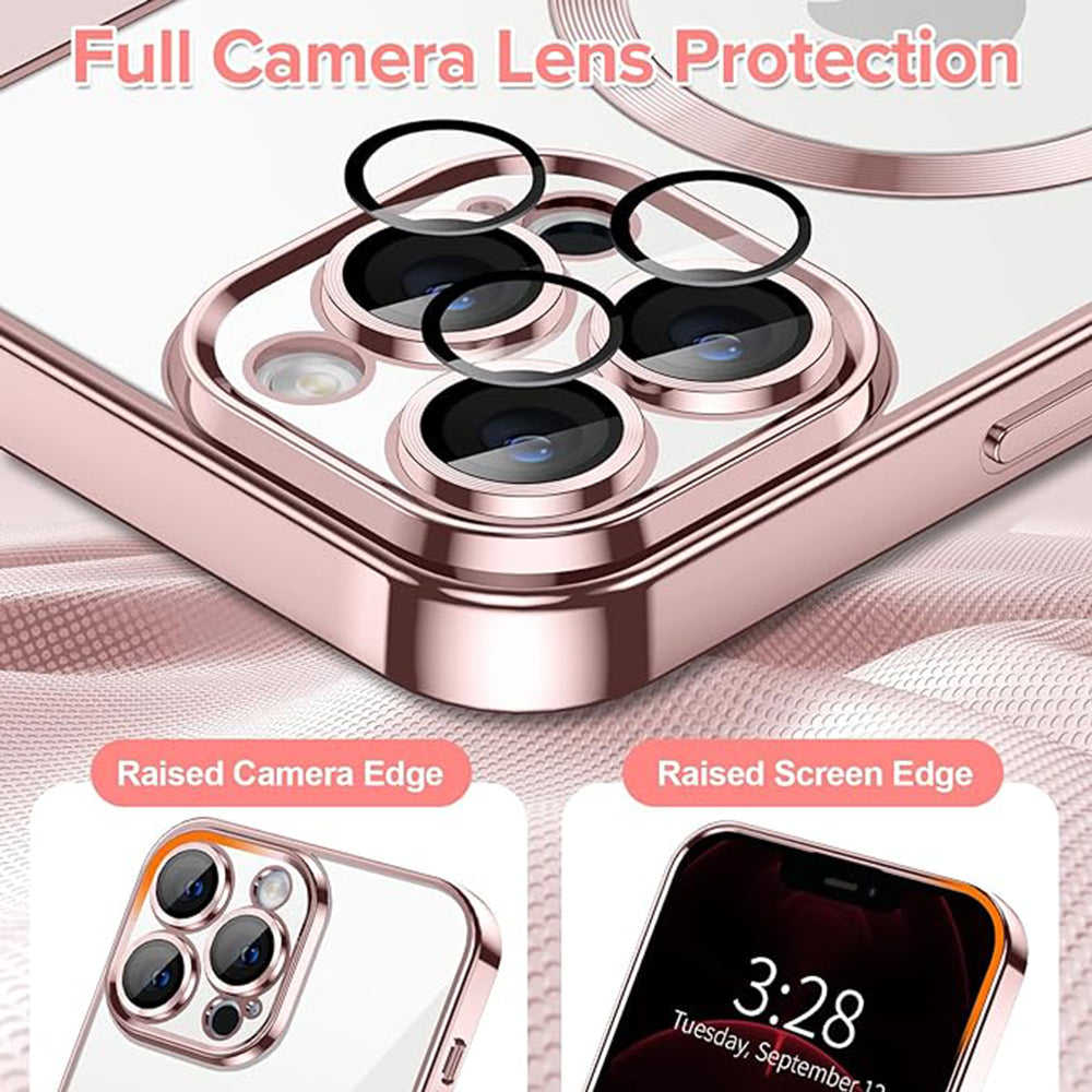 Husa de protectie Techsuit Luxury Crystal MagSafecompatibila cu Apple iPhone 12 Pro Max, acoperire spate, roz
