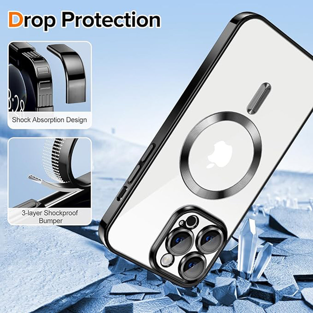 Husa de protectie Techsuit Luxury Crystal MagSafecompatibila cu Apple iPhone 12 Pro Max, acoperire spate, negru