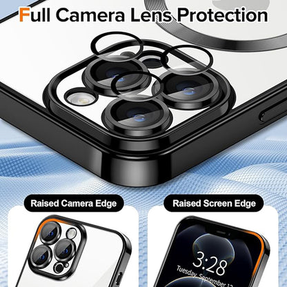 Husa de protectie Techsuit Luxury Crystal MagSafecompatibila cu Apple iPhone 12 Pro Max, acoperire spate, negru