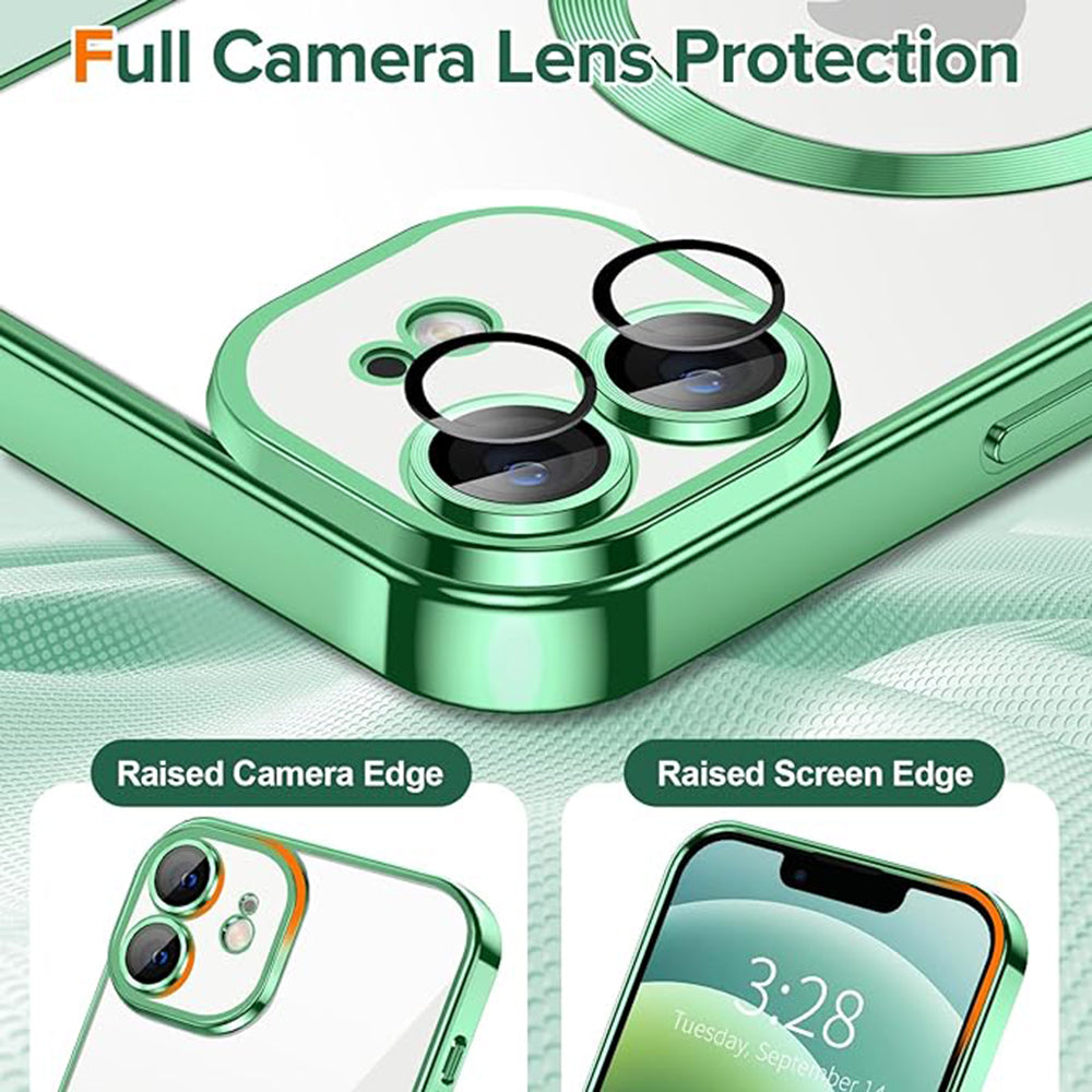 Husa de protectie Techsuit Luxury Crystal MagSafecompatibila cu Apple iPhone 12, acoperire spate, verde kaki