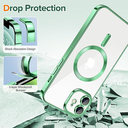 Husa de protectie Techsuit Luxury Crystal MagSafecompatibila cu Apple iPhone 12, acoperire spate, verde kaki