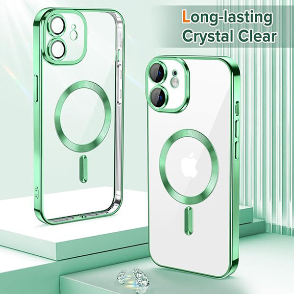 Husa de protectie Techsuit Luxury Crystal MagSafecompatibila cu Apple iPhone 12, acoperire spate, verde kaki