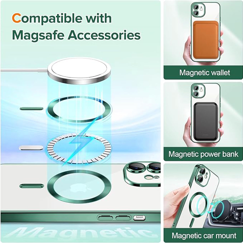Husa de protectie Techsuit Luxury Crystal MagSafecompatibila cu Apple iPhone 12, acoperire spate, verde forest