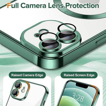 Husa de protectie Techsuit Luxury Crystal MagSafecompatibila cu Apple iPhone 12, acoperire spate, verde forest