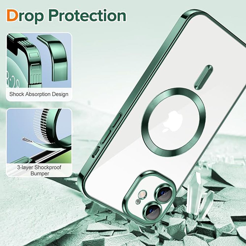 Husa de protectie Techsuit Luxury Crystal MagSafecompatibila cu Apple iPhone 12, acoperire spate, verde forest
