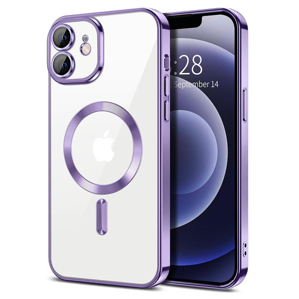 Husa de protectie Techsuit Luxury Crystal MagSafecompatibila cu Apple iPhone 12, acoperire spate, mov deschis