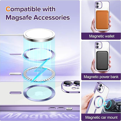 Husa de protectie Techsuit Luxury Crystal MagSafecompatibila cu Apple iPhone 12, acoperire spate, mov deschis