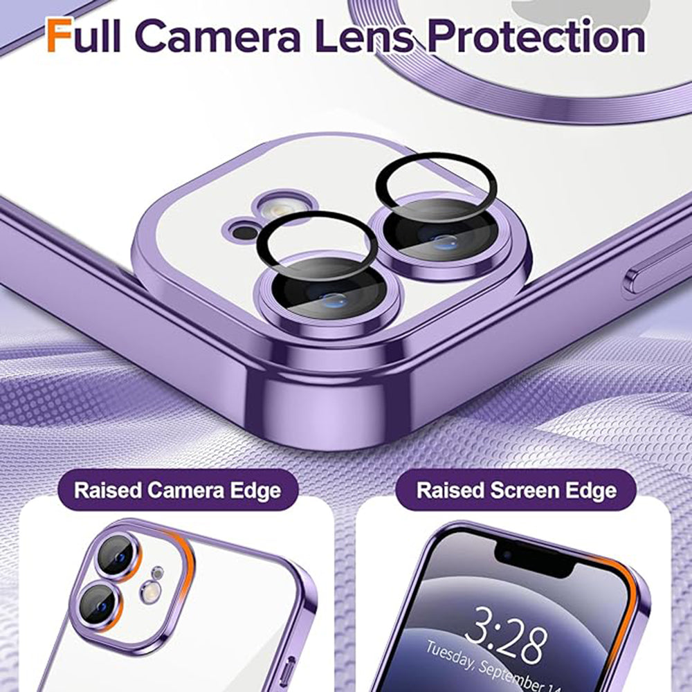 Husa de protectie Techsuit Luxury Crystal MagSafecompatibila cu Apple iPhone 12, acoperire spate, mov deschis