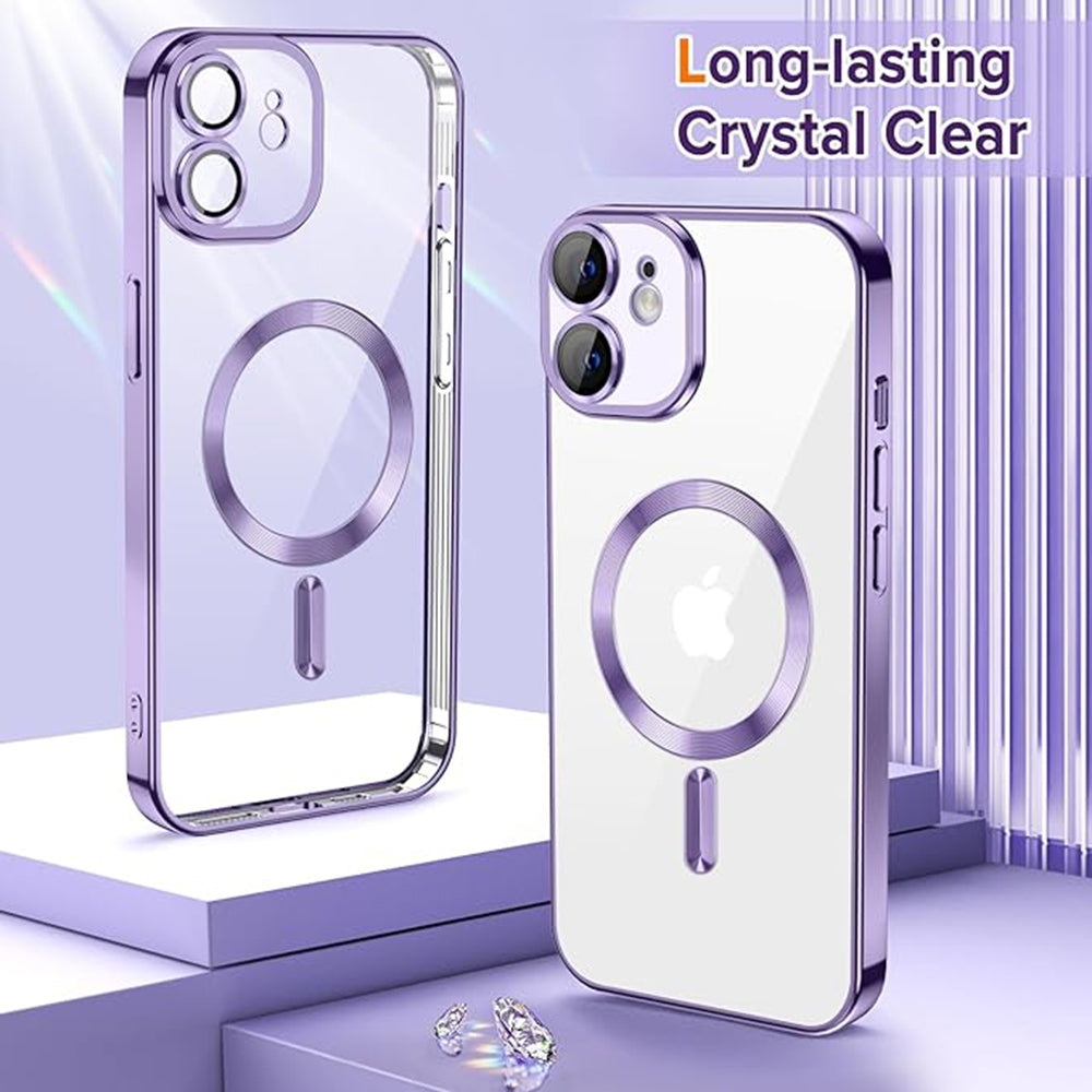 Husa de protectie Techsuit Luxury Crystal MagSafecompatibila cu Apple iPhone 12, acoperire spate, mov deschis