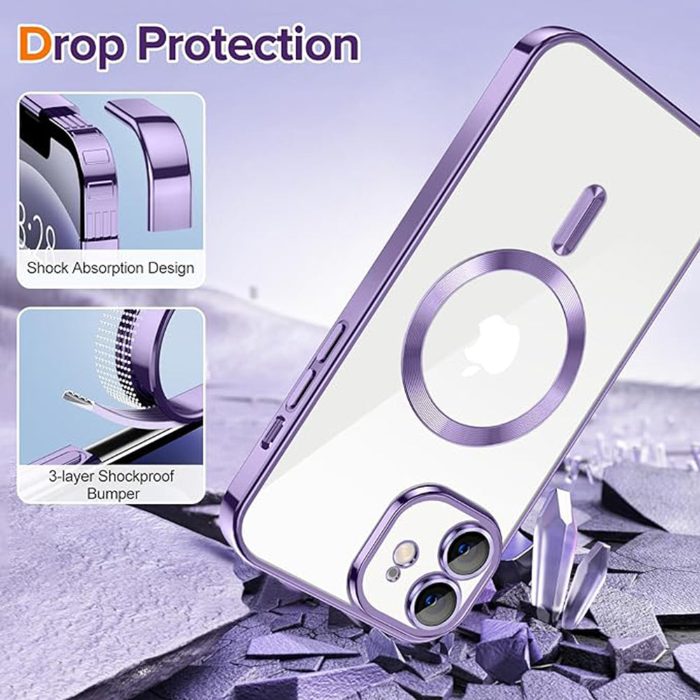 Husa de protectie Techsuit Luxury Crystal MagSafecompatibila cu Apple iPhone 12, acoperire spate, mov deschis
