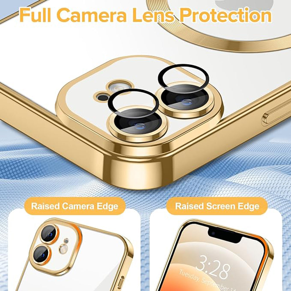 Husa de protectie Techsuit Luxury Crystal MagSafecompatibila cu Apple iPhone 12, acoperire spate, rose gold