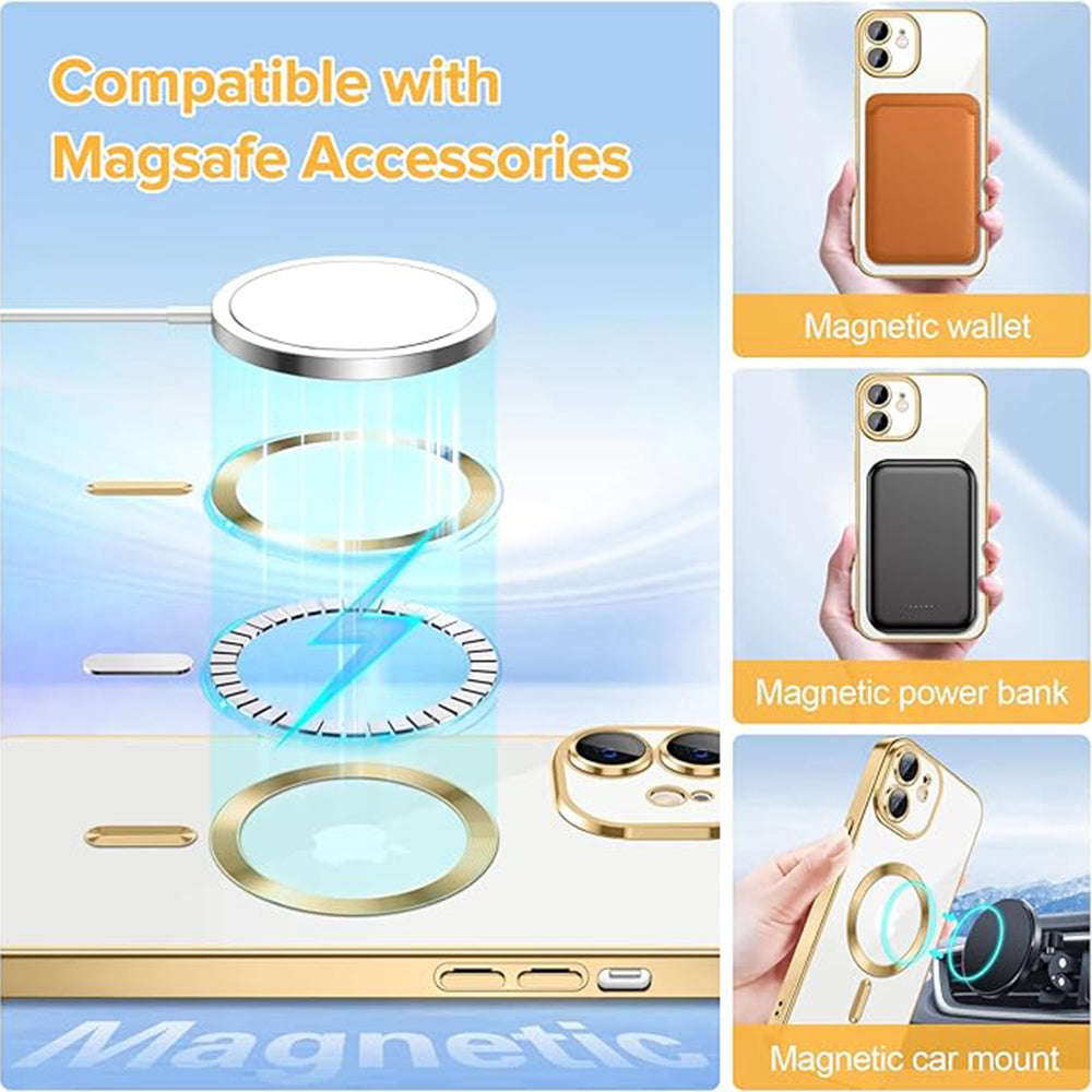 Husa de protectie Techsuit Luxury Crystal MagSafecompatibila cu Apple iPhone 12, acoperire spate, rose gold