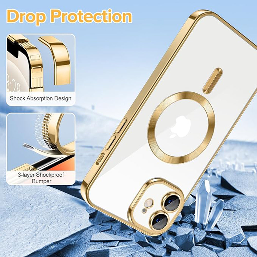Husa de protectie Techsuit Luxury Crystal MagSafecompatibila cu Apple iPhone 12, acoperire spate, rose gold