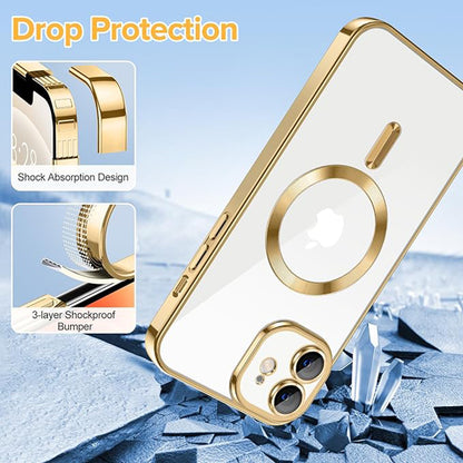 Husa de protectie Techsuit Luxury Crystal MagSafecompatibila cu Apple iPhone 12, acoperire spate, rose gold
