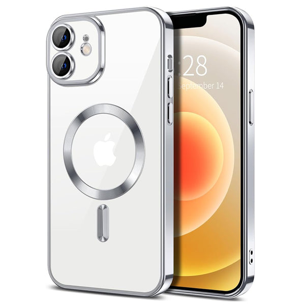 Husa de protectie Techsuit Luxury Crystal MagSafecompatibila cu Apple iPhone 12, acoperire spate, argintiu