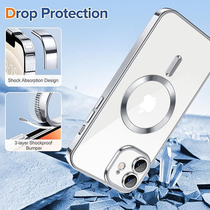 Husa de protectie Techsuit Luxury Crystal MagSafecompatibila cu Apple iPhone 12, acoperire spate, argintiu