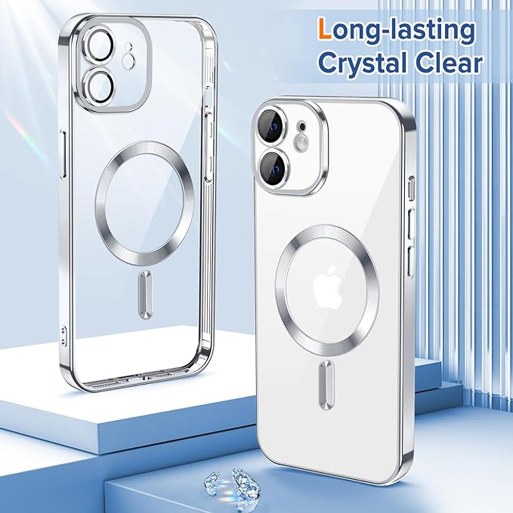 Husa de protectie Techsuit Luxury Crystal MagSafecompatibila cu Apple iPhone 12, acoperire spate, argintiu