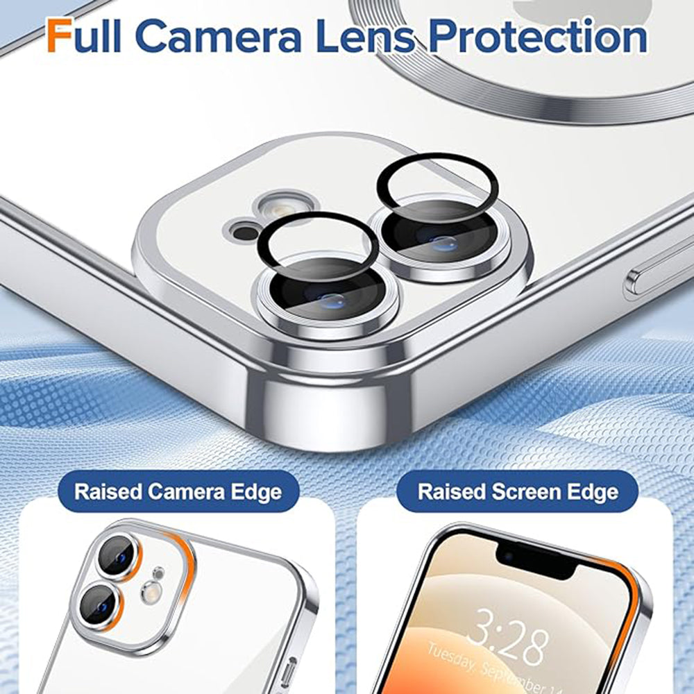 Husa de protectie Techsuit Luxury Crystal MagSafecompatibila cu Apple iPhone 12, acoperire spate, argintiu