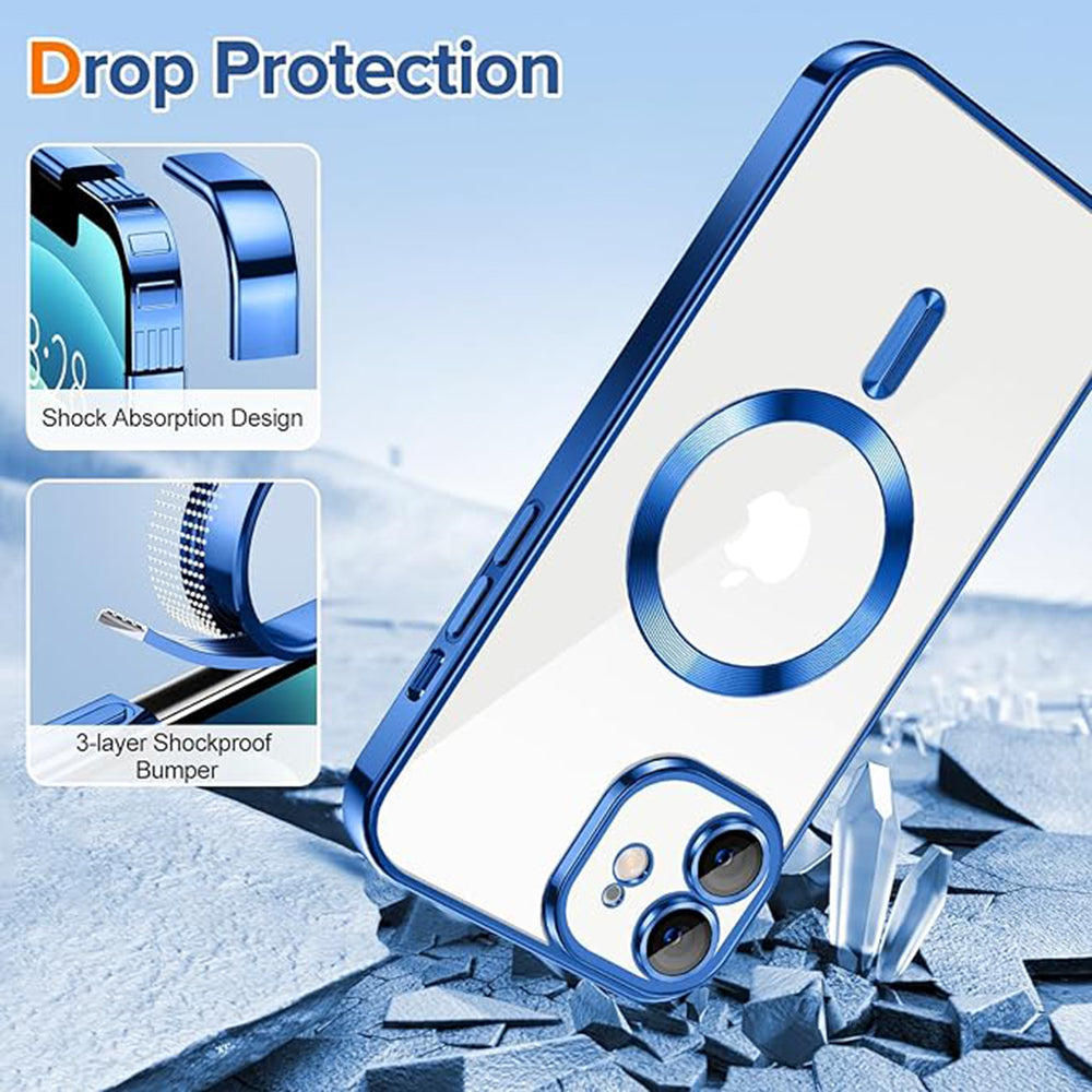 Husa de protectie Techsuit Luxury Crystal MagSafecompatibila cu Apple iPhone 12, acoperire spate, albastru inchis