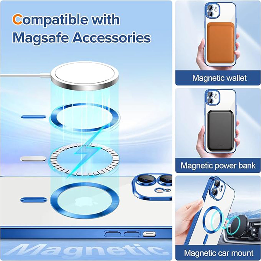 Husa de protectie Techsuit Luxury Crystal MagSafecompatibila cu Apple iPhone 12, acoperire spate, albastru inchis