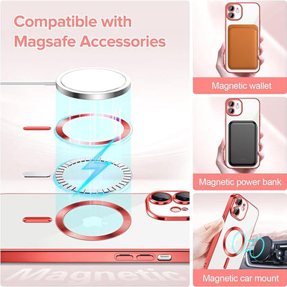 Husa de protectie Techsuit Luxury Crystal MagSafecompatibila cu Apple iPhone 12, acoperire spate, rosu