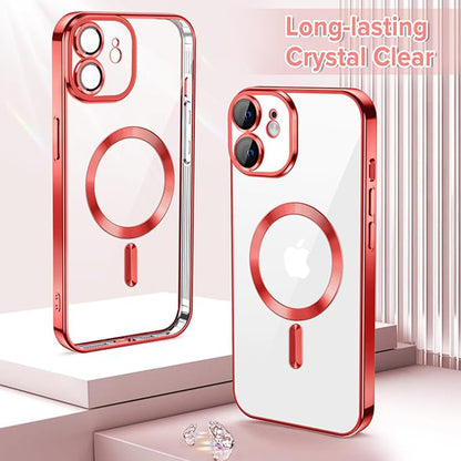 Husa de protectie Techsuit Luxury Crystal MagSafecompatibila cu Apple iPhone 12, acoperire spate, rosu