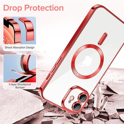 Husa de protectie Techsuit Luxury Crystal MagSafecompatibila cu Apple iPhone 12, acoperire spate, rosu